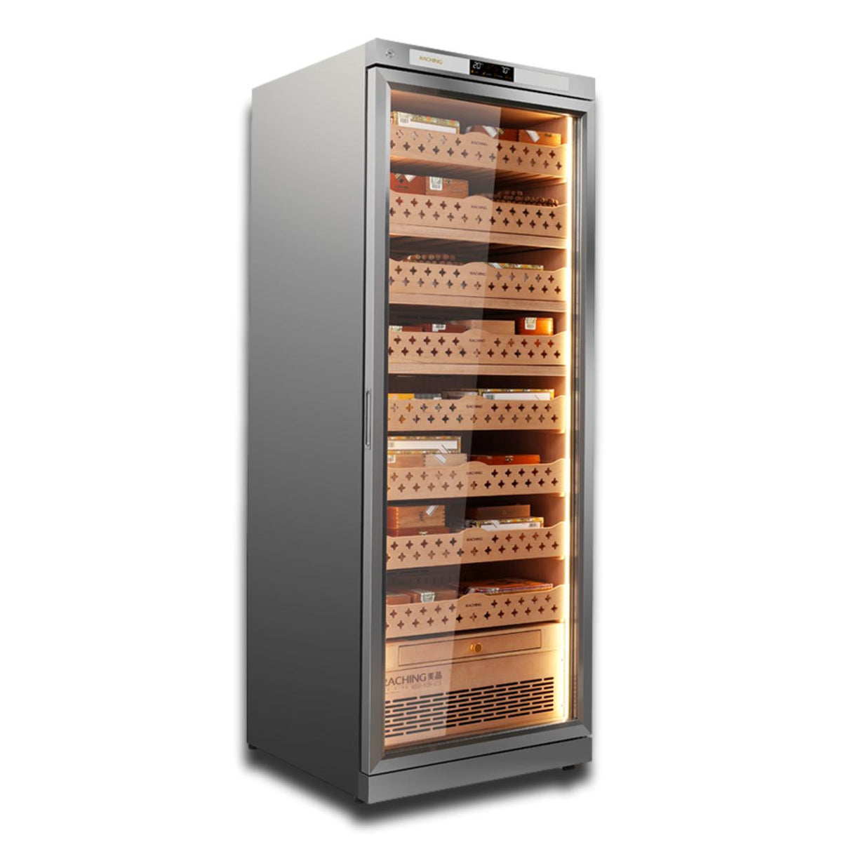 Raching CT48A Climate Control Silver Stainless Steel 4,000-Cigar Electric Humidor - Main Image