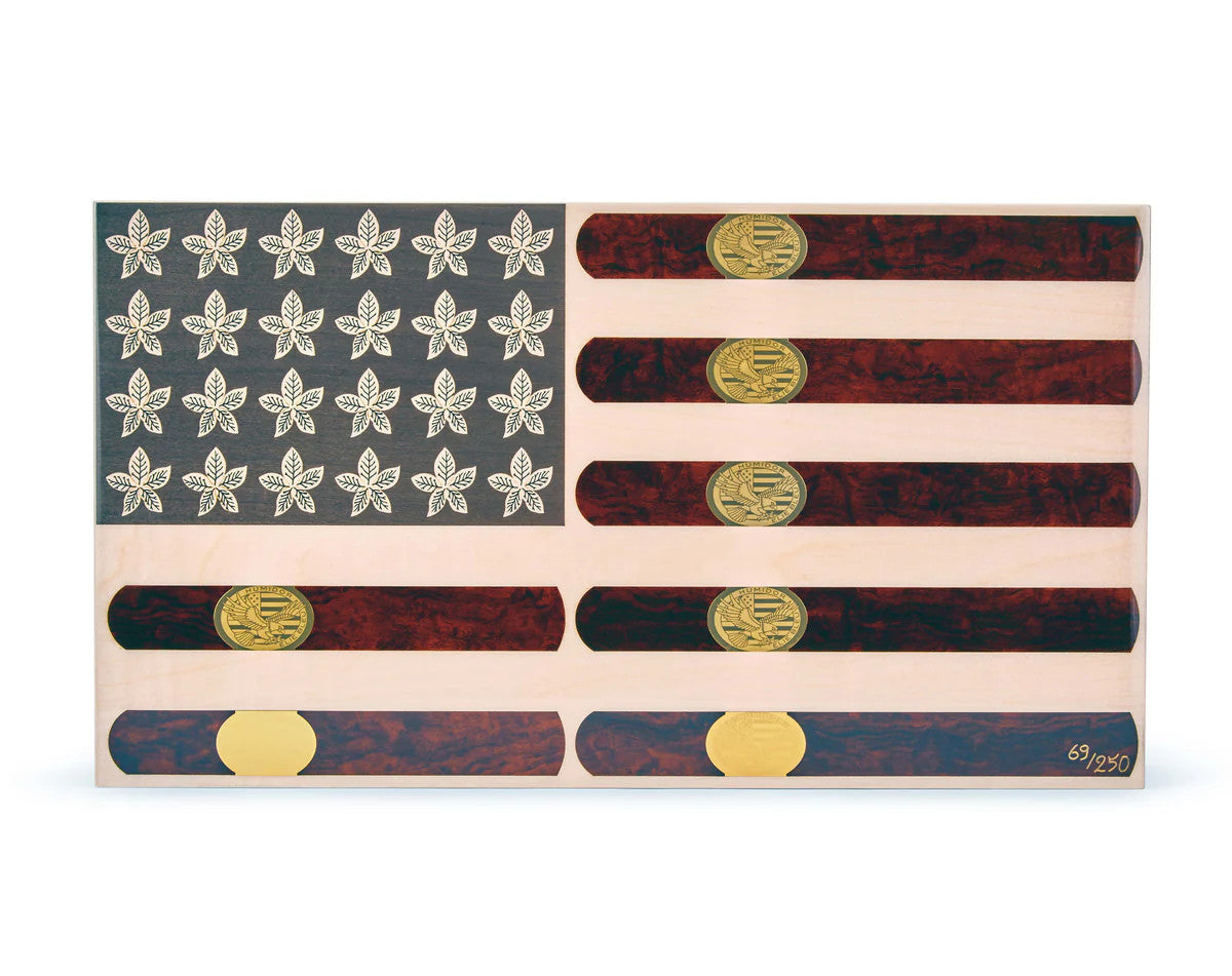 Elie Bleu Stars and Stripes Cigar Flag 110-Cigar Desktop Humidor - Top Details