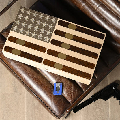 Elie Bleu Stars and Stripes Cigar Flag 110-Cigar Desktop Humidor - Lifestyle