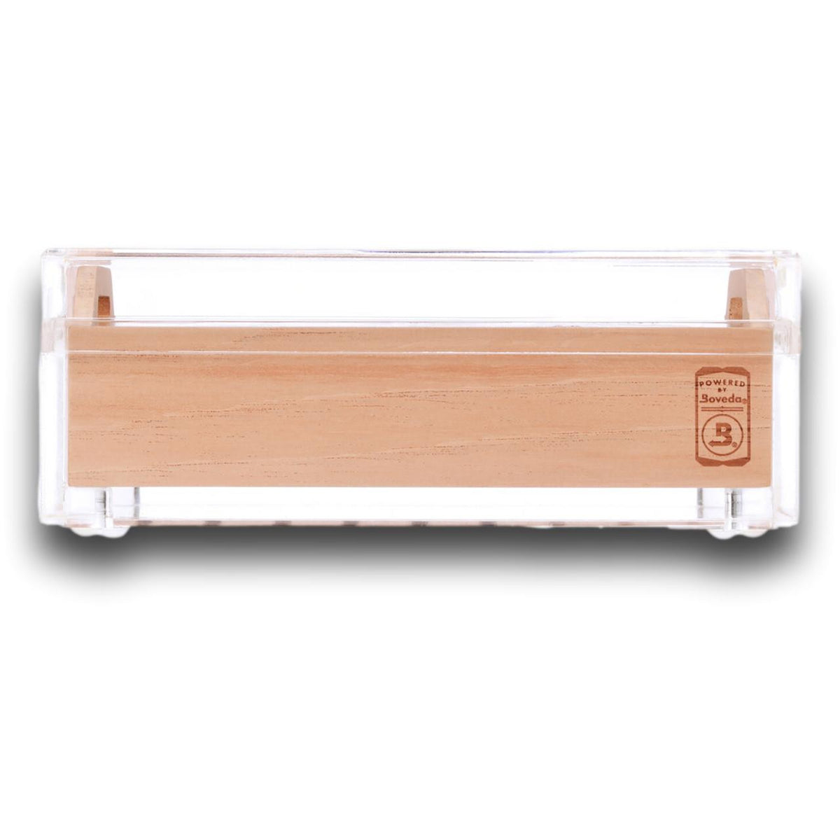 Small Acrylic 20-Cigar Humidor Powered by Boveda - Exterior Front Tray