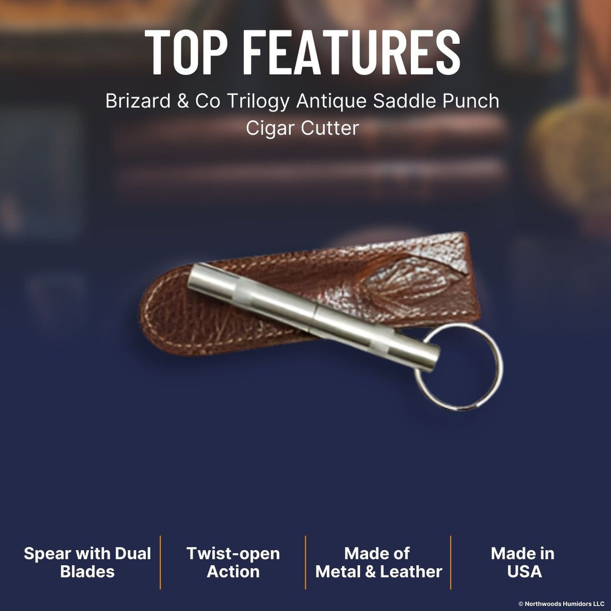 Brizard & Co Trilogy Antique Saddle Punch Cigar Cutter - Top Features