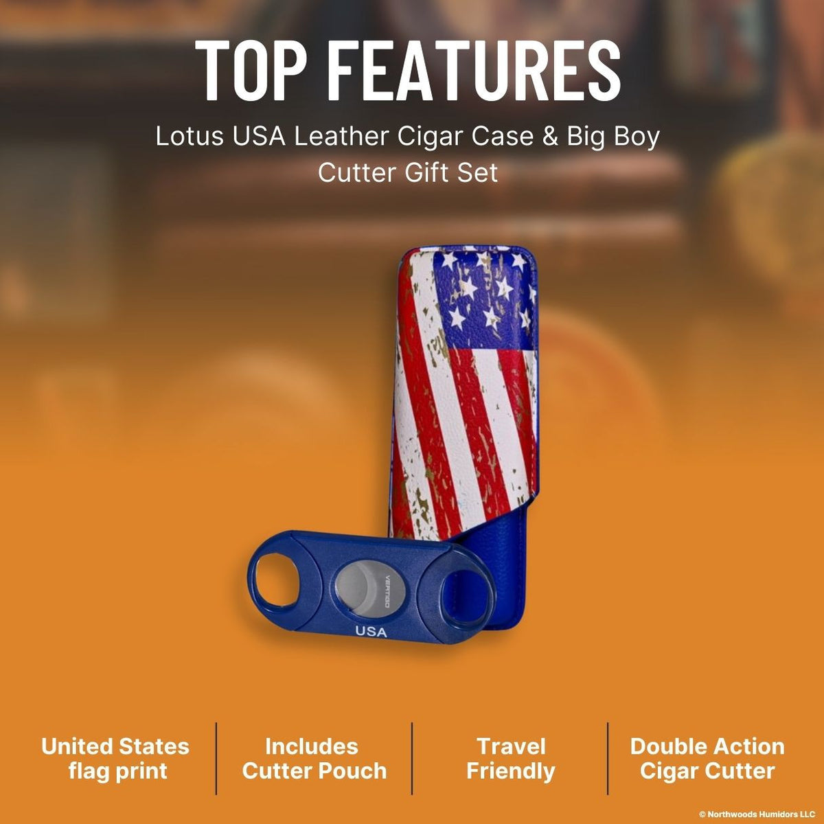 Lotus USA Leather Cigar Case & Big Boy Cutter Gift Set - Top Features