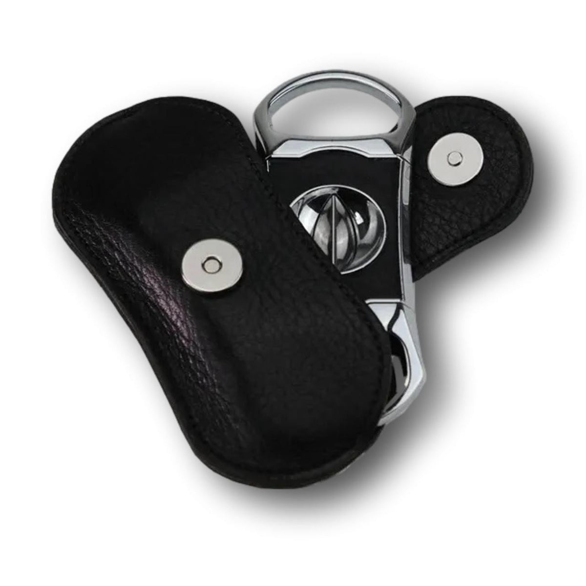 Brizard & Co V Cutter Crocodile Black V-Cut Cigar Cutter - Front with Cover