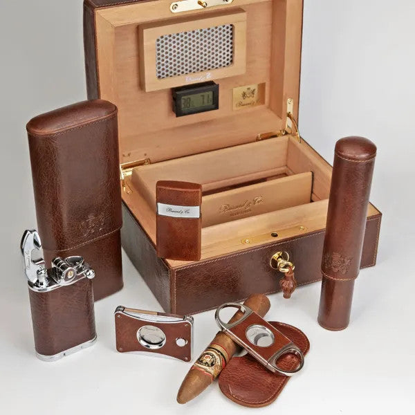 Brizard & Co Antique Saddle Venezia Torch Flame Single Jet Cigar Lighter - Set Line