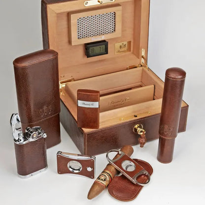 Brizard & Co Antique Saddle Venezia Torch Flame Single Jet Cigar Lighter - Set Line