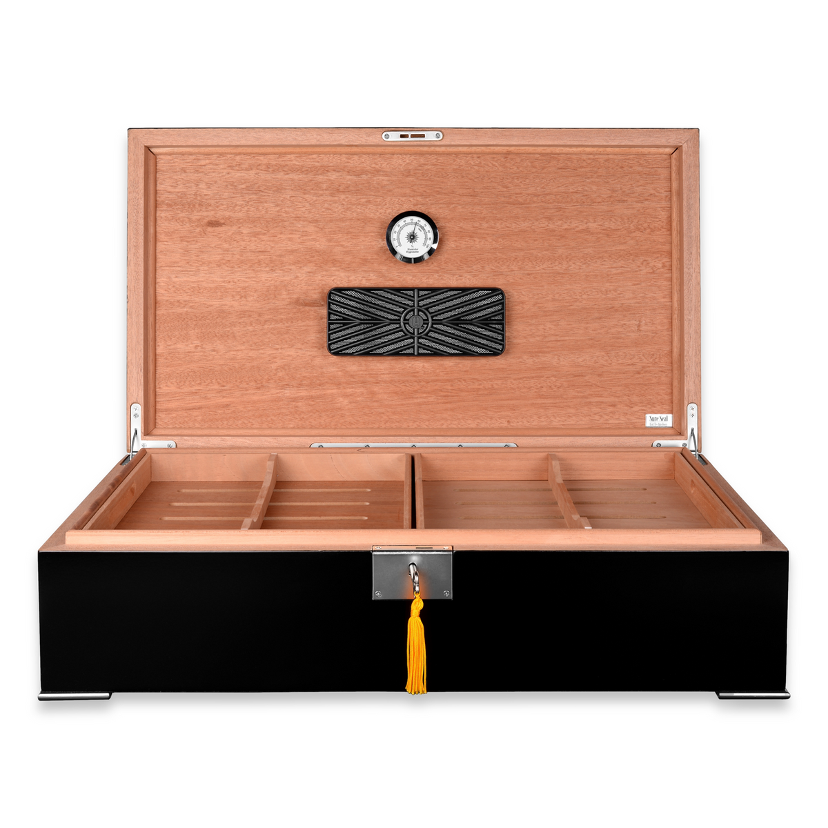 Humidor Supreme Valentino Noir 250-Cigar Desktop Humidor - Open Lid Front