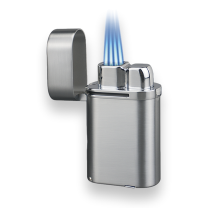 Vector Viking Table Top Cigar Lighter - Chrome Satin - Exterior Front