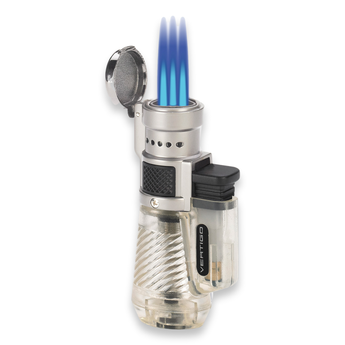 Vertigo Cyclone Torch Flame Triple Jet Cigar Lighter - Clear - Flame
