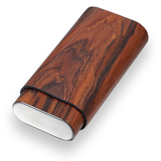 Visol Bruce Wood 3-Finger Cigar Case  - Exterior Front