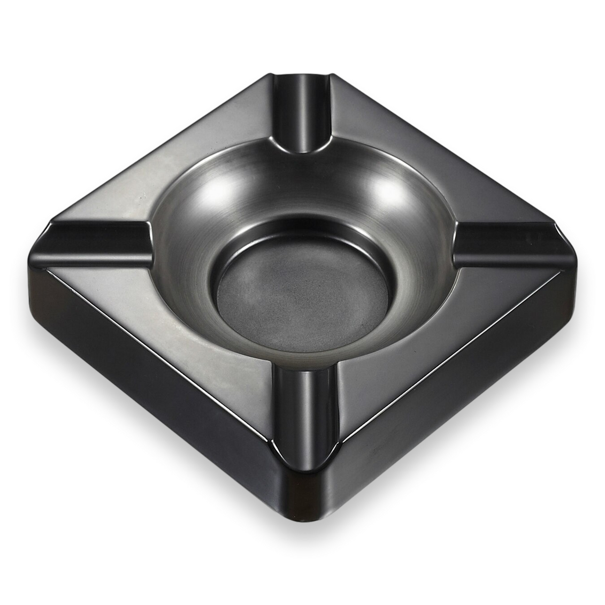 Visol Heavyweight Metal 4-Cigar Ashtray - Gunmetal - Exterior Front