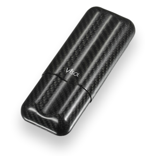 Visol Night II 70 RG Carbon Fiber Cigar Case - 2 Finger - Exterior Front Closed