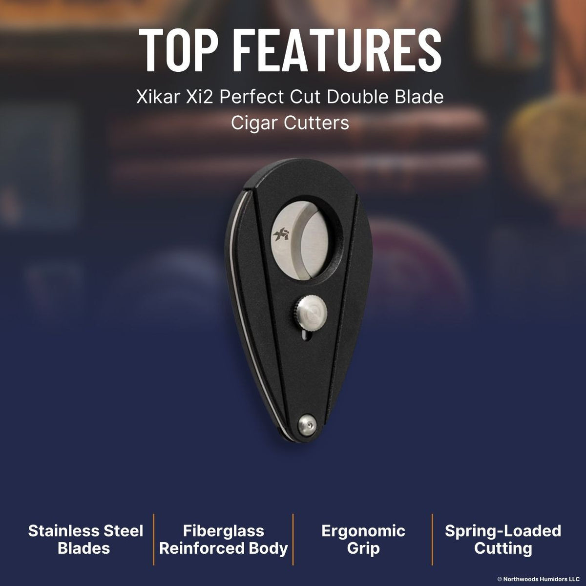 Xikar Xi2 Perfect Cut Double Blade Cigar Cutters - Black - Top Features