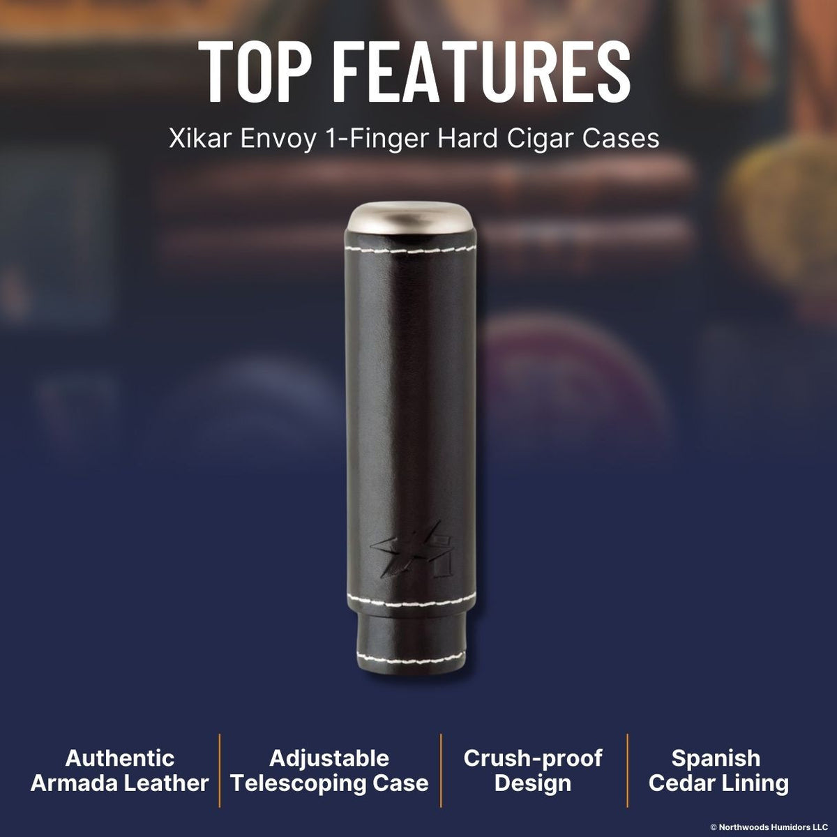 Xikar Envoy 1-Finger Hard Cigar Cases - Black - Top Features
