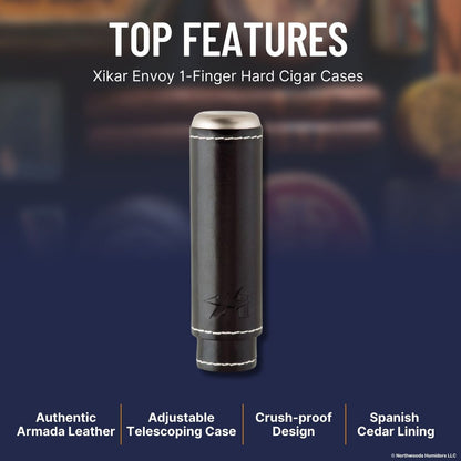 Xikar Envoy 1-Finger Hard Cigar Cases - Black - Top Features