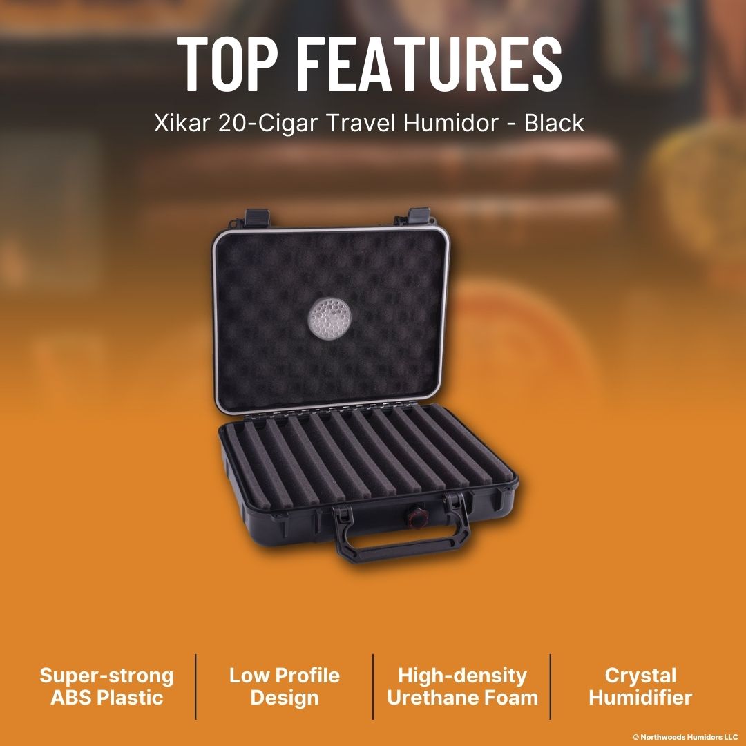 Xikar 20-Cigar Travel Humidor - Black