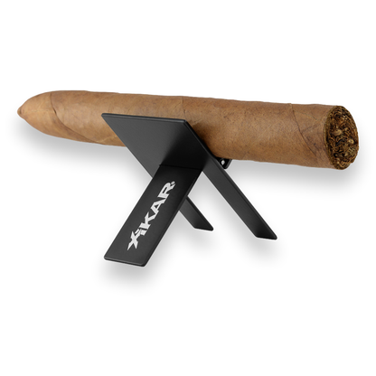 Xikar Black Cigar Stand  - Exterior Front with Cigar