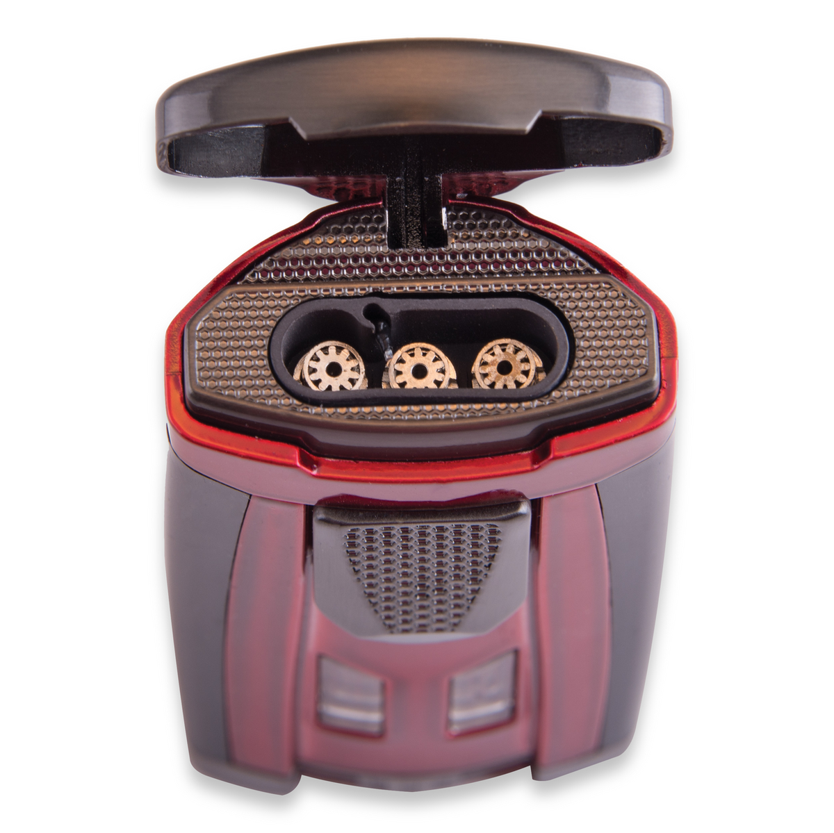 Xikar HP3 Torch Flame Triple Jet Cigar Lighter - Daytona Red - Exterior Top Open