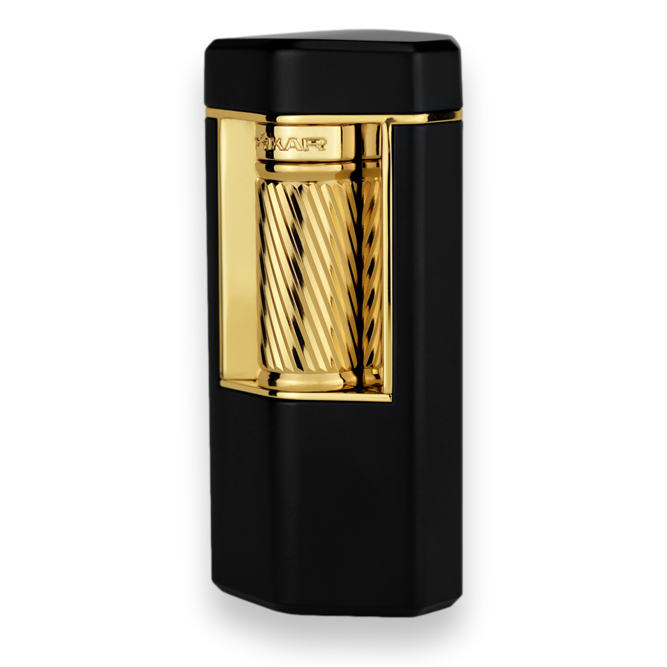 Xikar Meridian Triple Soft Flame Cigar Lighter - Black and Gold - Exterior Side