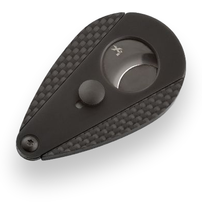 Xikar Xi3 Carbon Fiber Guillotine Cut Double-Blade Cigar Cutter - Phantom Matte Black - Exterior Front