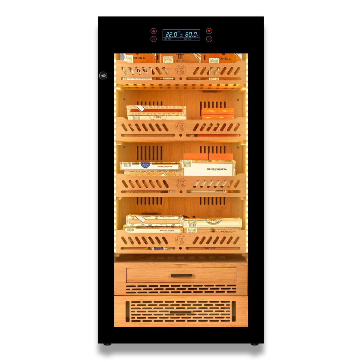 Yohtron YC-248 Premium Series Classic Black 1200-Cigar Electric Humidor - Front