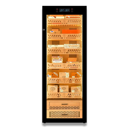 Yohtron YC-288 Premium Series Classic Black 1700-Cigar Electric Humidor - Front