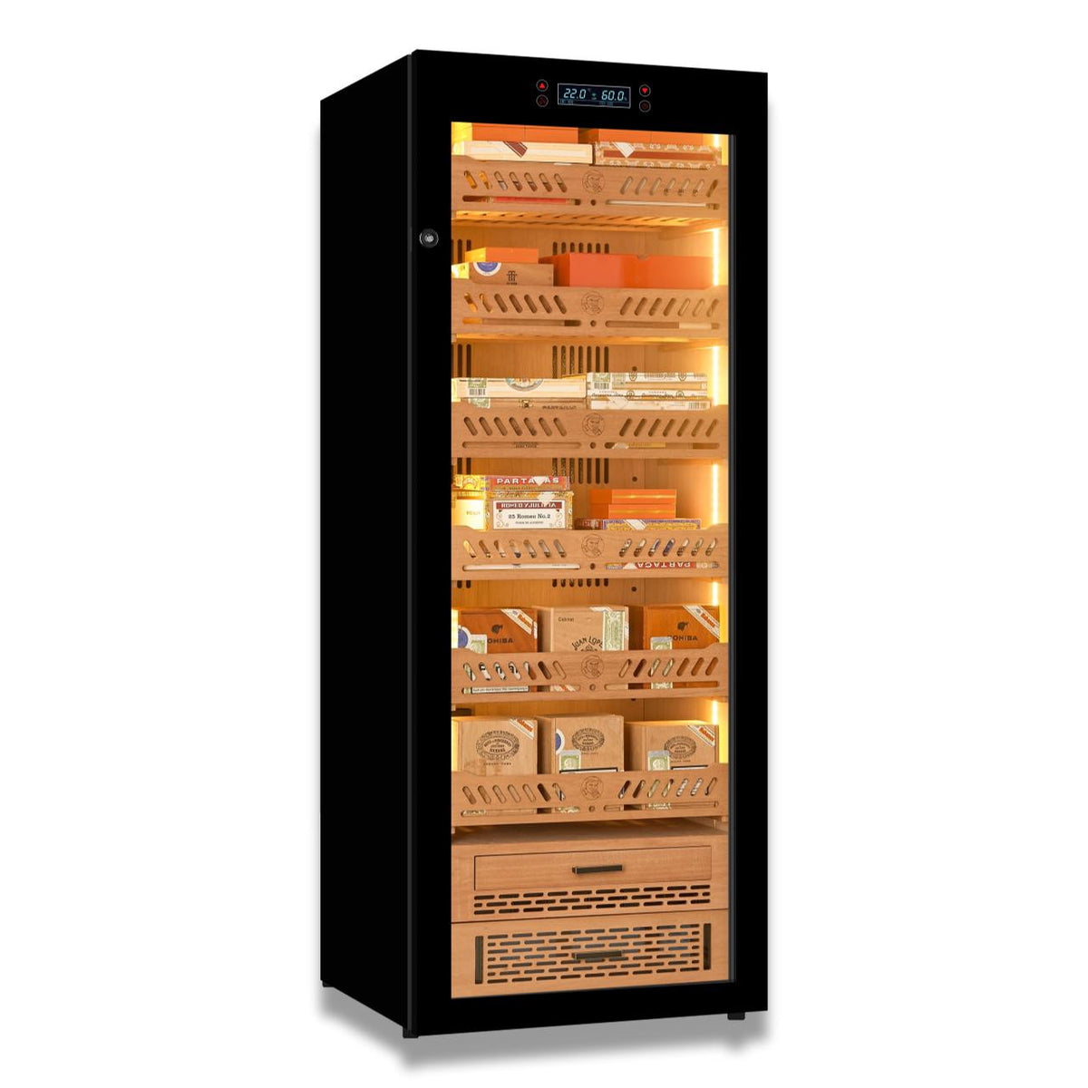 Yohtron YC-288 Premium Series Classic Black 1700-Cigar Electric Humidor - Main Image