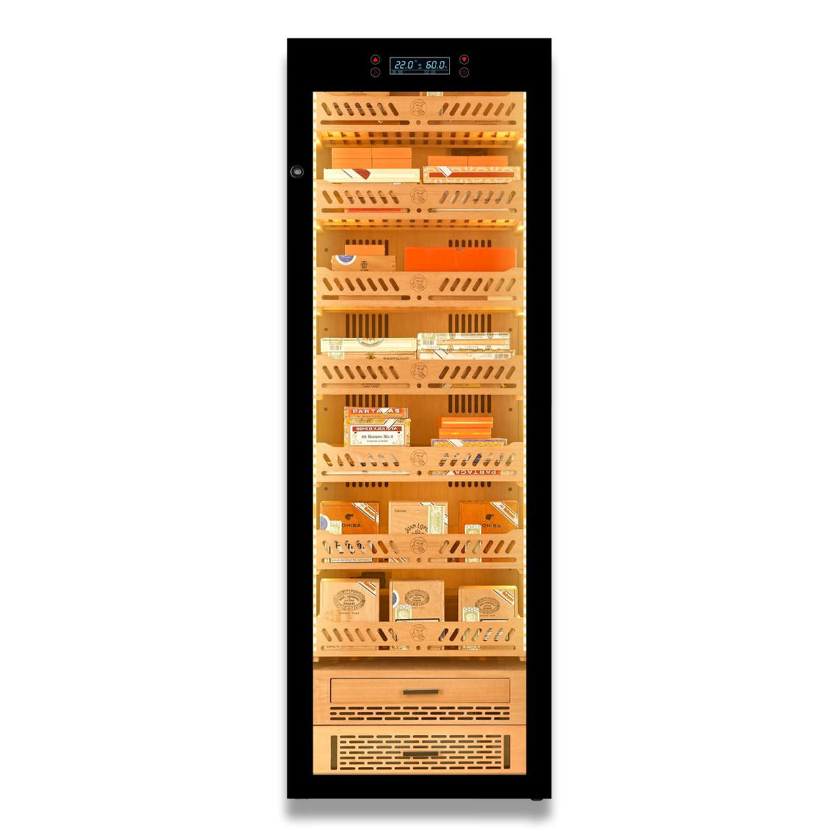 Yohtron YC-448 Premium Series Classic Black 2300-Cigar Electric Humidor - Front