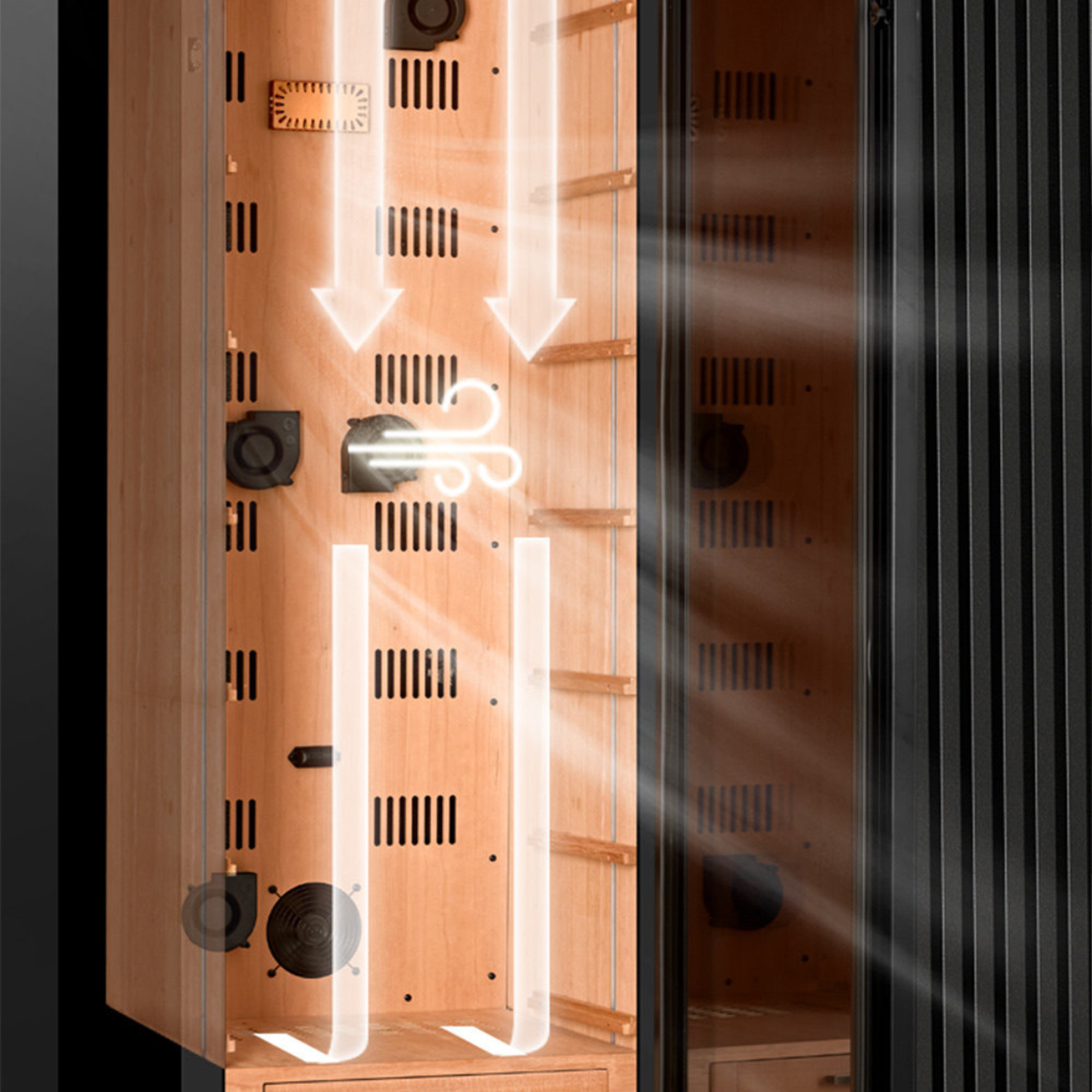 Yohtron YC-448G Premium Series Gold 2300-Cigar Electric Humidor - Interior Fans and Air Vents