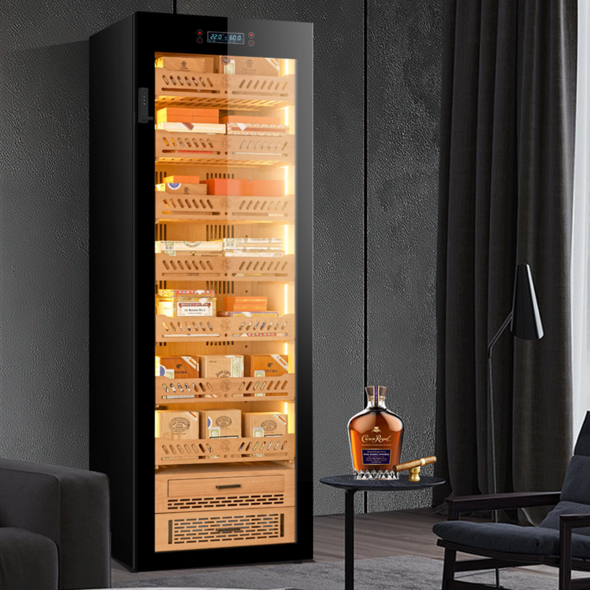 Yohtron YC-448G Premium Series Gold 2300-Cigar Electric Humidor - Lifestyle