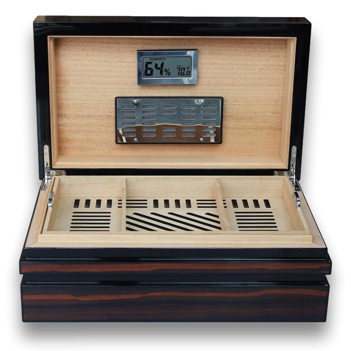 Prestige Bastionbloc 120-Cigar Desktop Humidor -  Front Lid Flipped Open