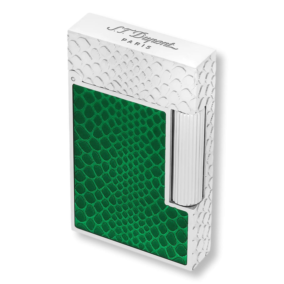 S.T. Dupont Green Snake Skin Line 2 Double Soft Flame Cigar Lighter - Main Image - Left Facing