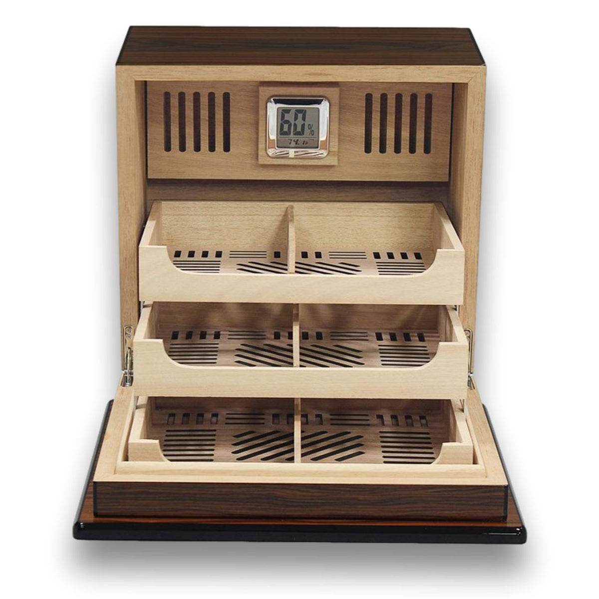Prestige Elevate 150-Cigar Desktop Humidors - Rio Rosewood - Front Lid Flipped Open