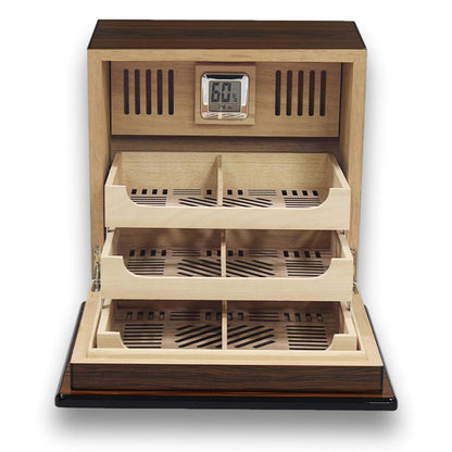 Prestige Elevate 150-Cigar Desktop Humidors - Rio Rosewood - Front Lid Flipped Open