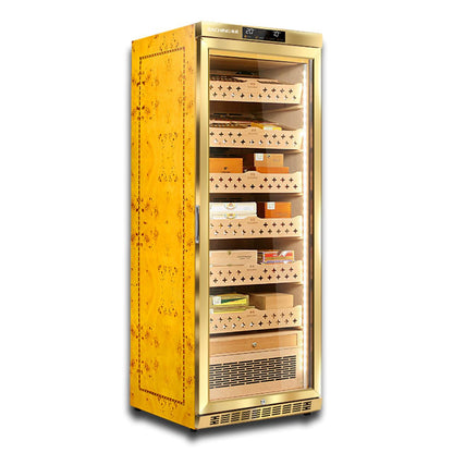 Raching MON2800A Climate Control Gold Burl 1,500-Cigar Electric Humidor - Main Image