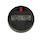 Black circular cigar hygrometer with text on a white background